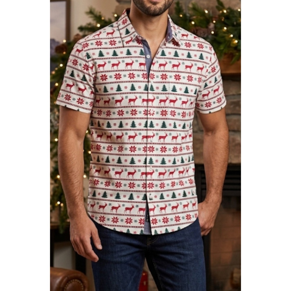 Nickel & Iron Men's Medium Shirt NEW WITH TAGS Christmas Button Up Reindeer